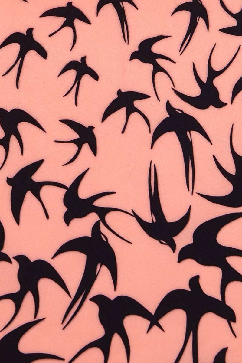 EU STOCK Annie Swing Dress in Pink & Black Raising Swallow Birds