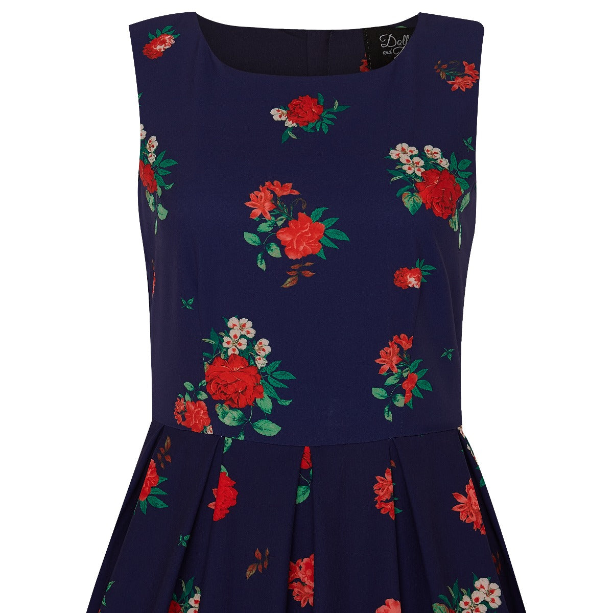EUC-Annie Retro Swing Dress in Purple with Raising Rose Print