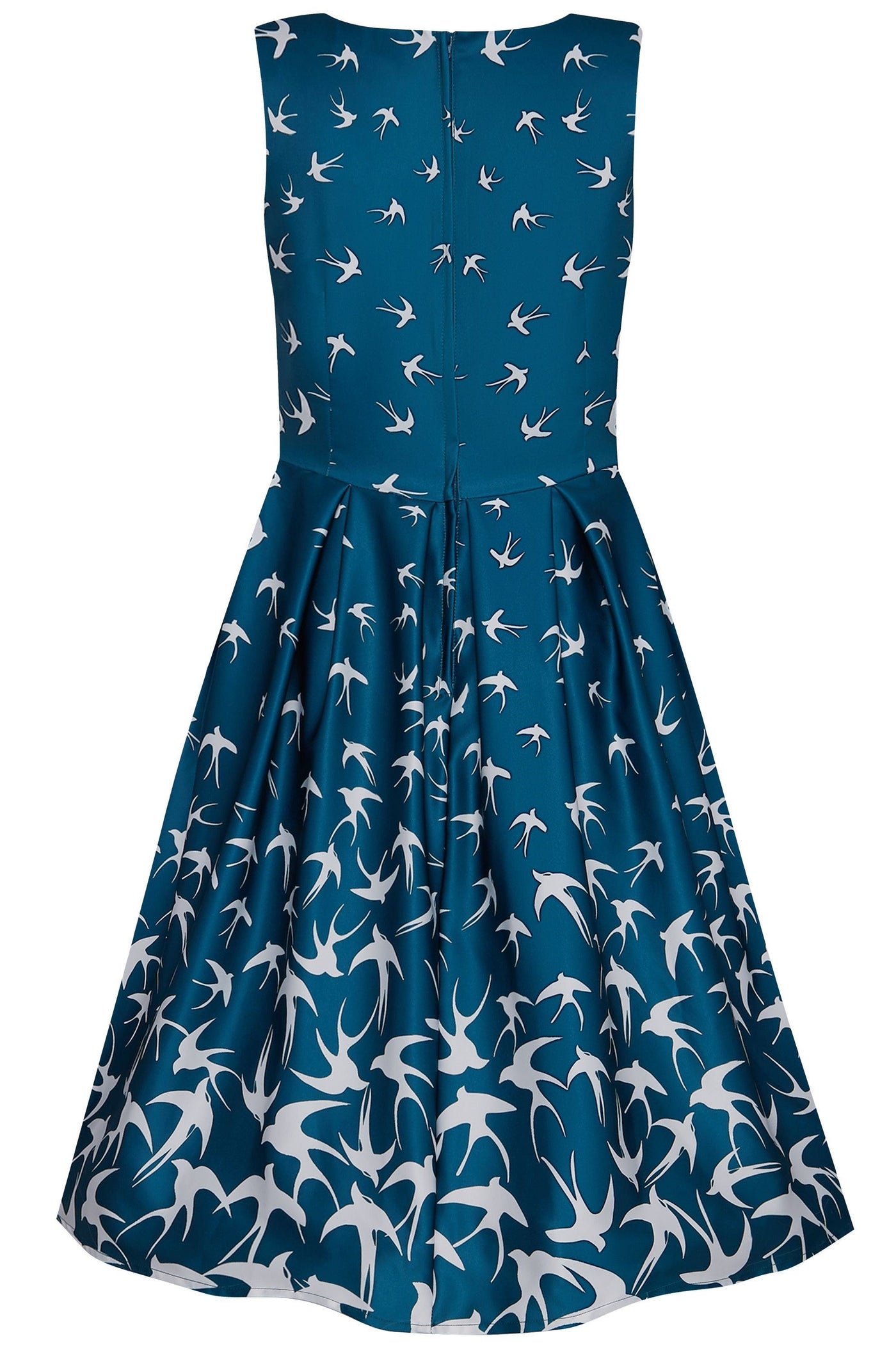 PRE ORDER Annie Blue Swing Dress with Raising Swallow Birds