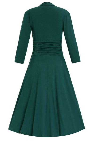 Sandra Bow Tie Casual Dress In Emerald Green