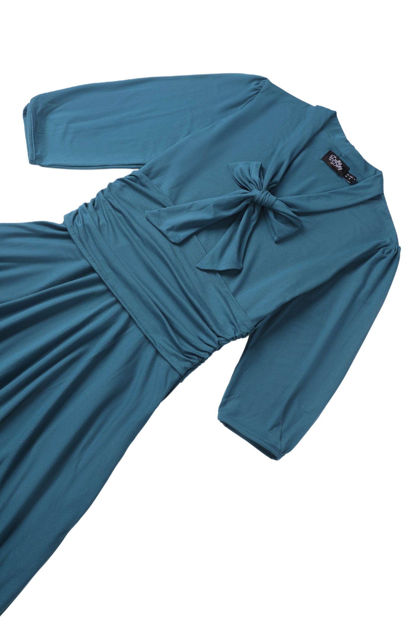 Sandra Bow Tie Casual Dress In Peacock Blue