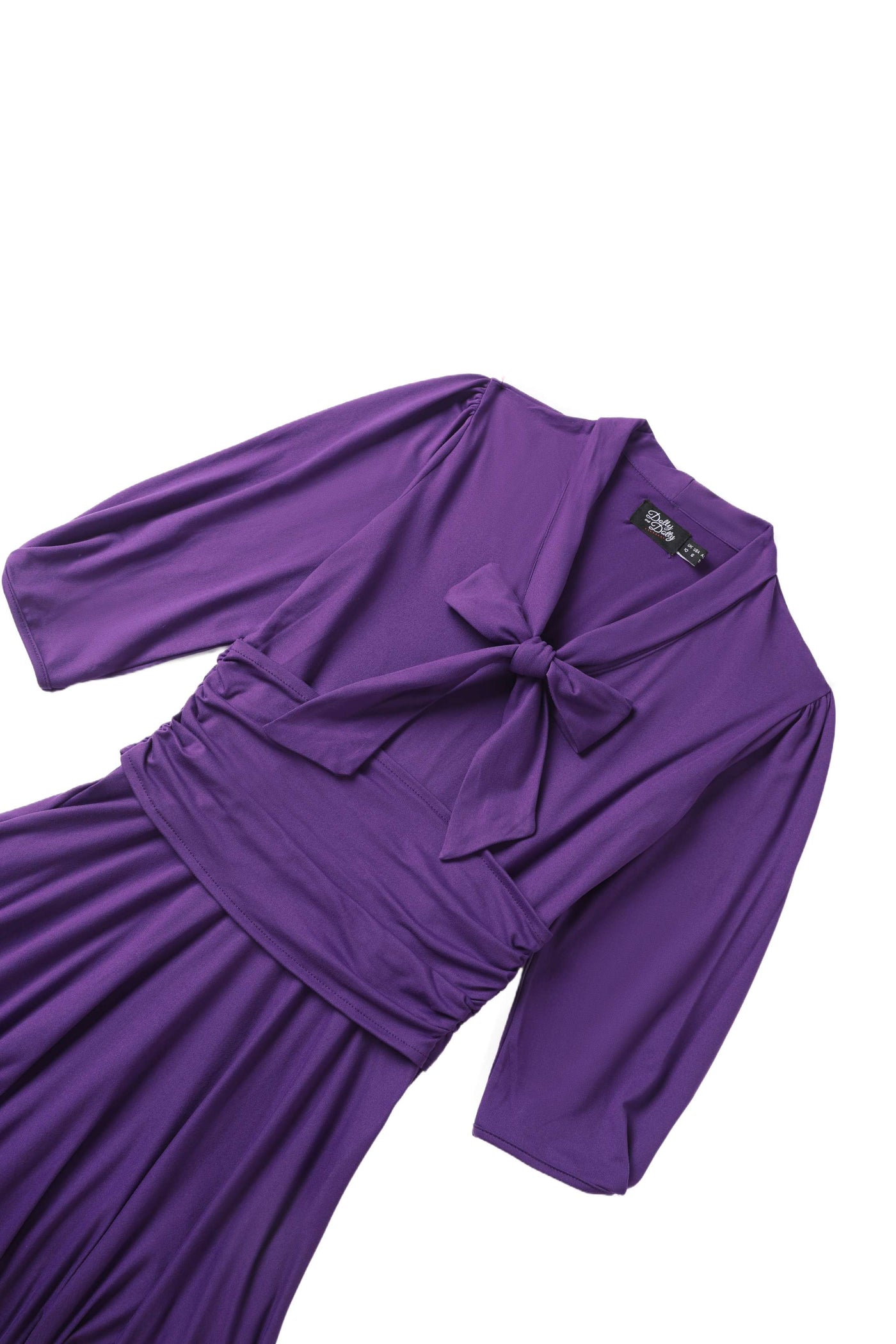 Sandra Bow Tie Casual Dress In Purple