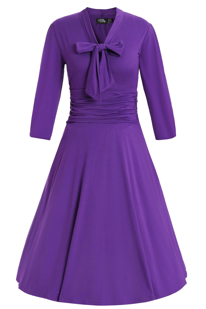 Sandra Bow Tie Casual Dress In Purple
