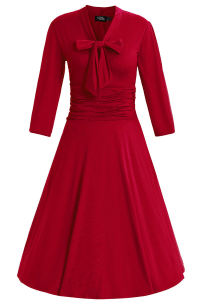 Sandra Bow Tie Casual Dress In Burgundy