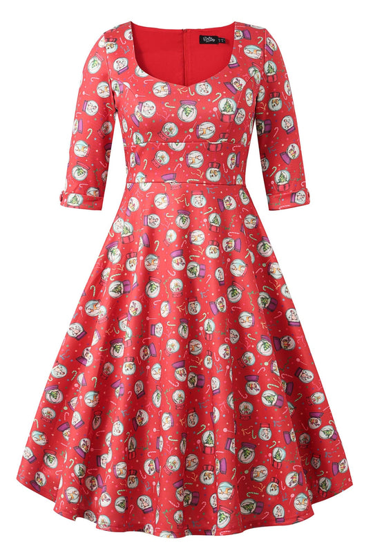 Scarlette Red Snow Globe Long Sleeved Dress