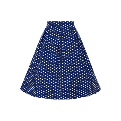 PRE ORDER Rochelle High Waist Full Circle Polka Dot Skirt in Blue