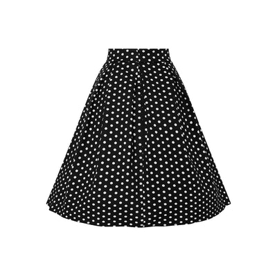 PRE-ORDER Rochelle High Waist Full Circle Polka Dot Skirt in Black