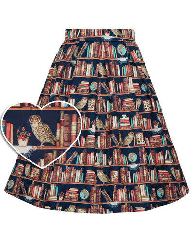 PRE-ORDER Carolyn Library Book & Owl Box Pleated Skirt