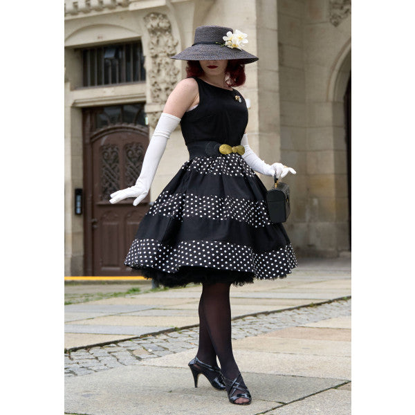 Anna Adorable Striped 50s Inspired Swing Dress in Black