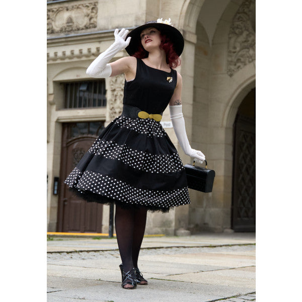 Anna Adorable Striped 50s Inspired Swing Dress in Black