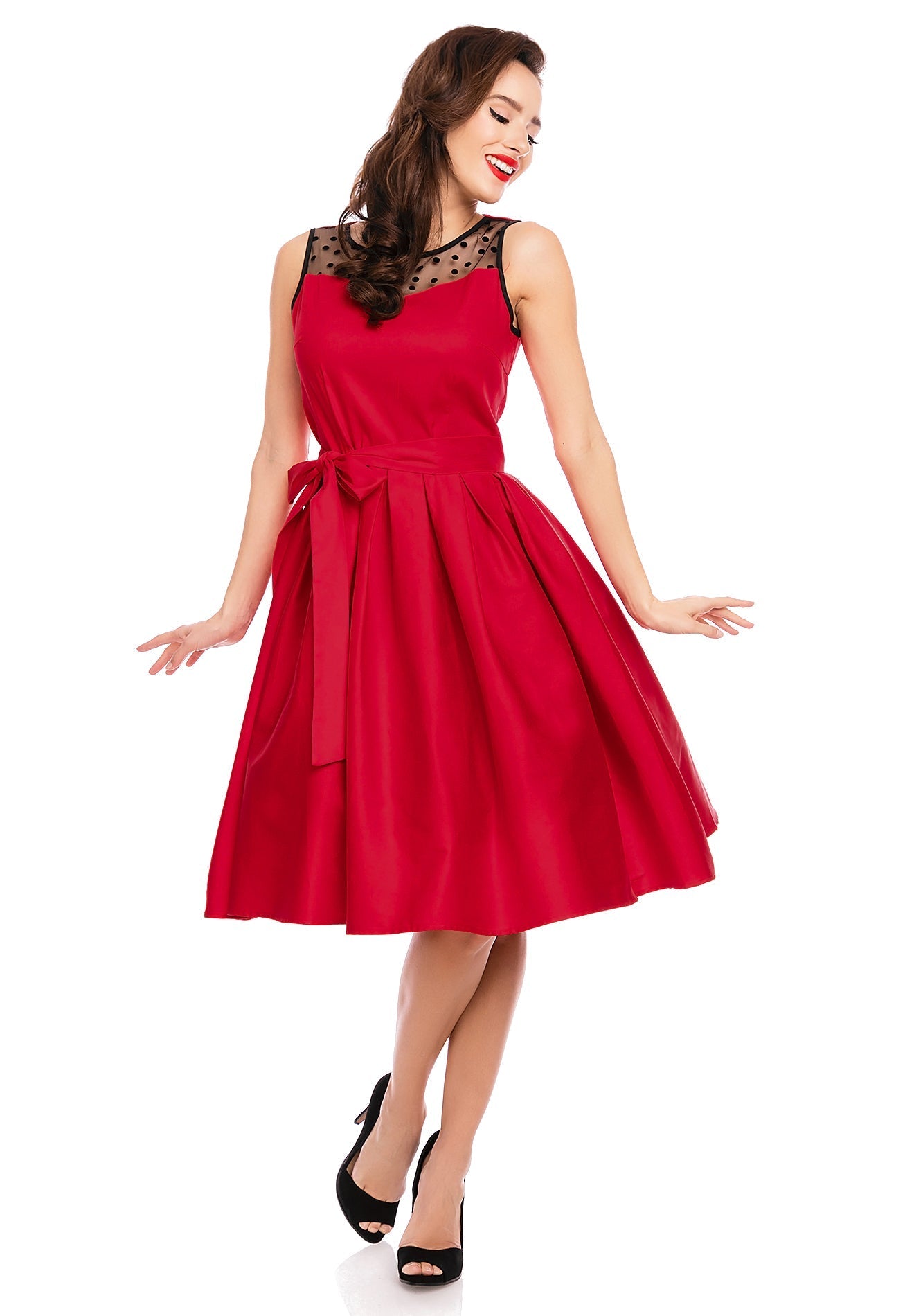 EU STOCK Elizabeth Vintage Style Evening Party Dress In Red