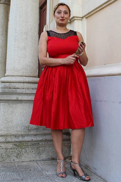 EU STOCK Elizabeth Vintage Style Evening Party Dress In Red