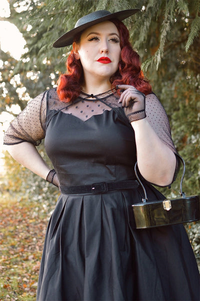 EU STOCK Elizabeth Vintage Inspired Swing Dress in Black