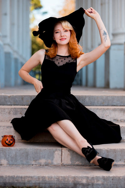 EU STOCK Elizabeth Vintage Inspired Swing Dress in Black