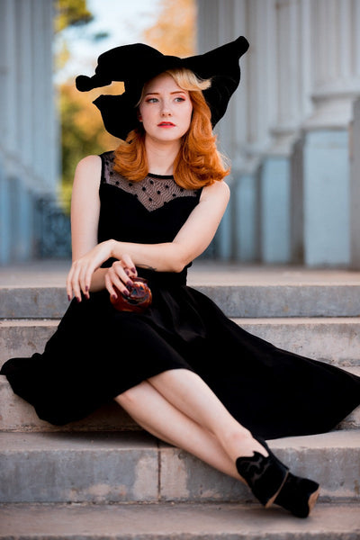 EU STOCK Elizabeth Vintage Inspired Swing Dress in Black