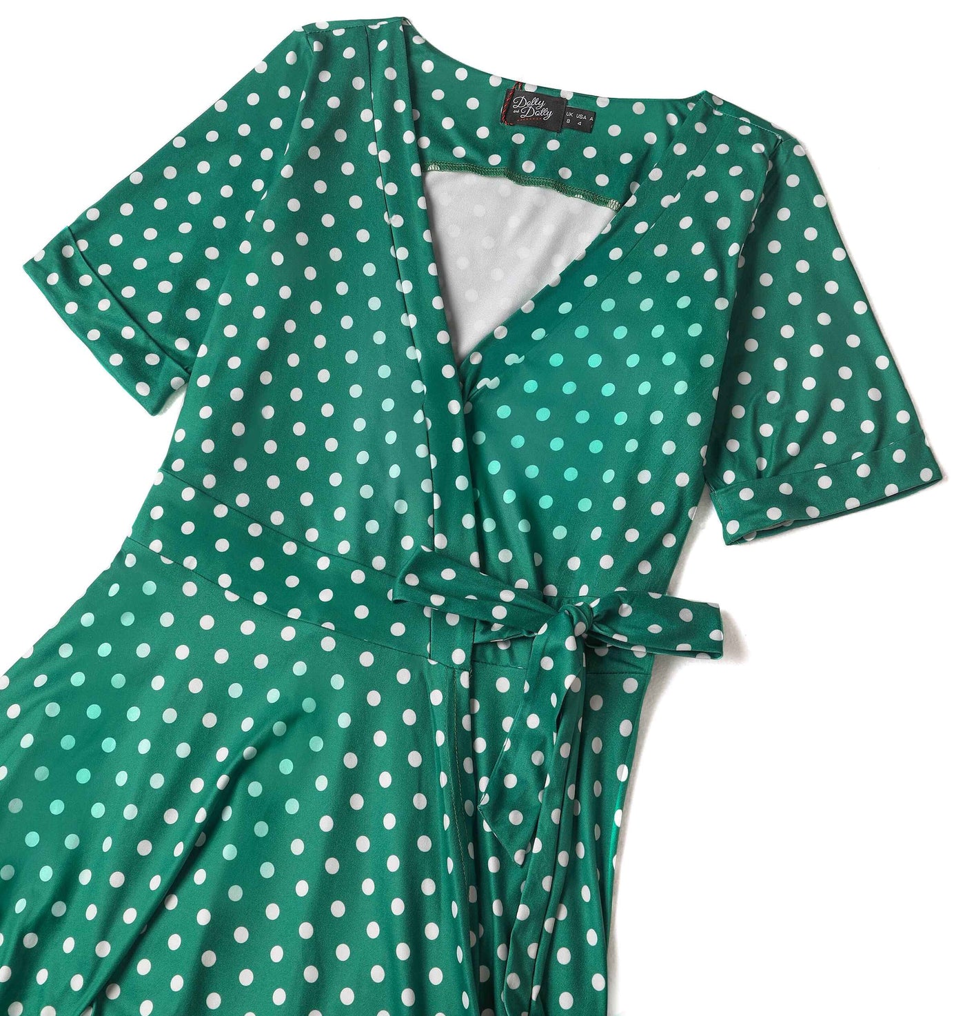 Matilda Dark Green & White Polka Knit Wrap Dress