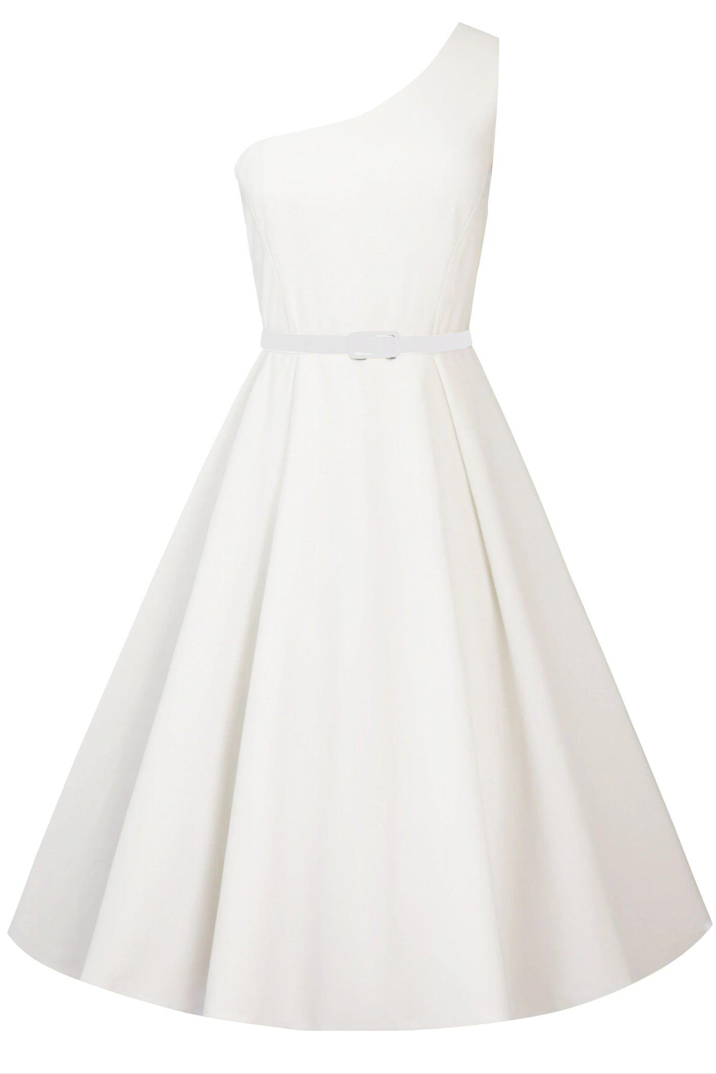 PRE ORDER Susan Asymmetrical Elegant White Vintage Swing Dress