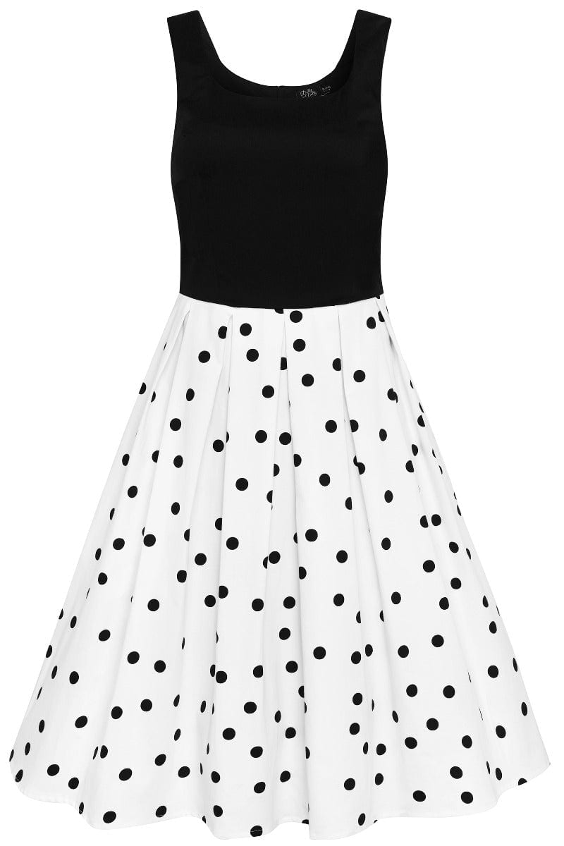 PRE ORDER Amanda Black White Polka Dot Swing Dress