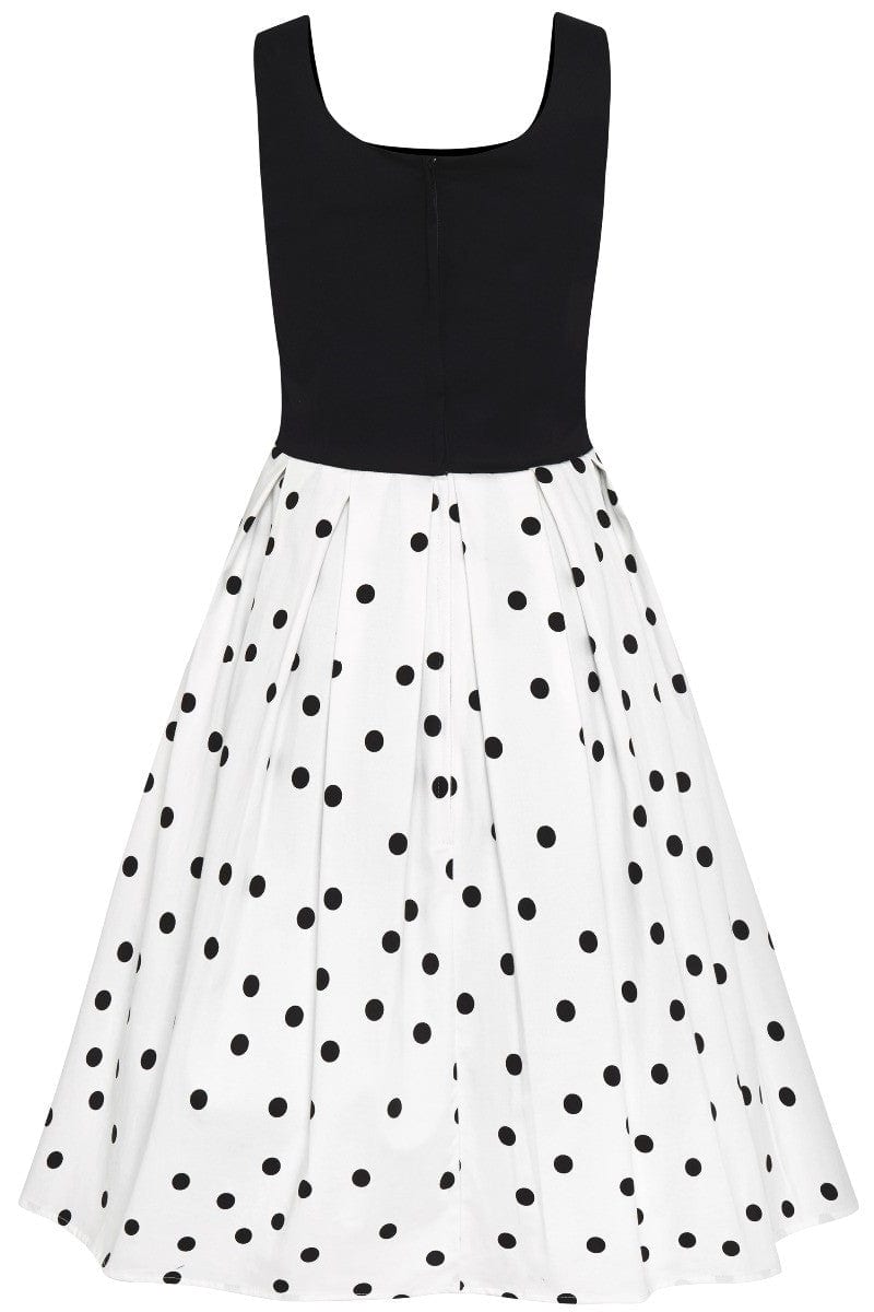 PRE ORDER Amanda Black White Polka Dot Swing Dress