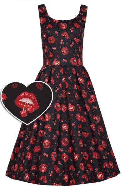 PRE ORDER Amanda Pin Up Lip & Cherry Swing Dress