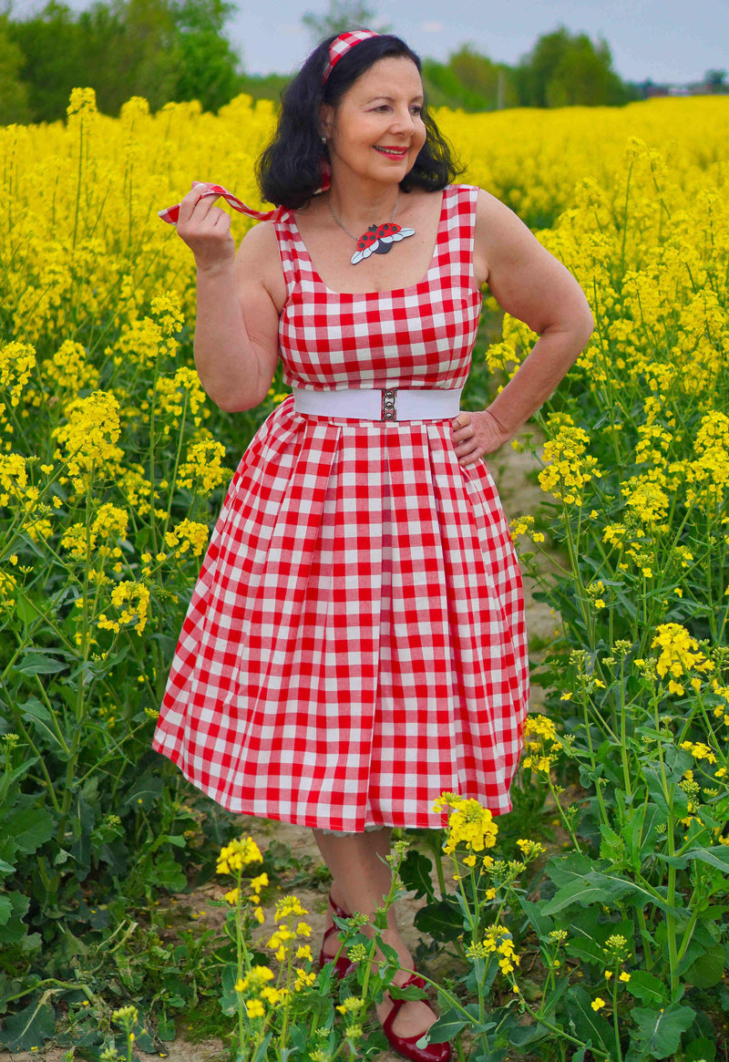 Amanda Red & White Check Swing Dress