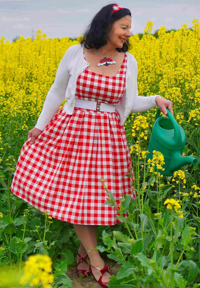 Amanda Red & White Check Swing Dress