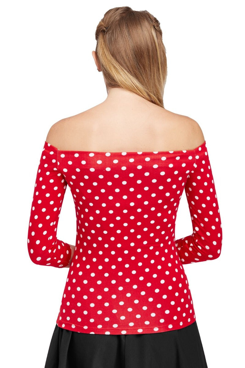 EU STOCK Gloria Bardot Polka Dot Rockabilly Top in Red