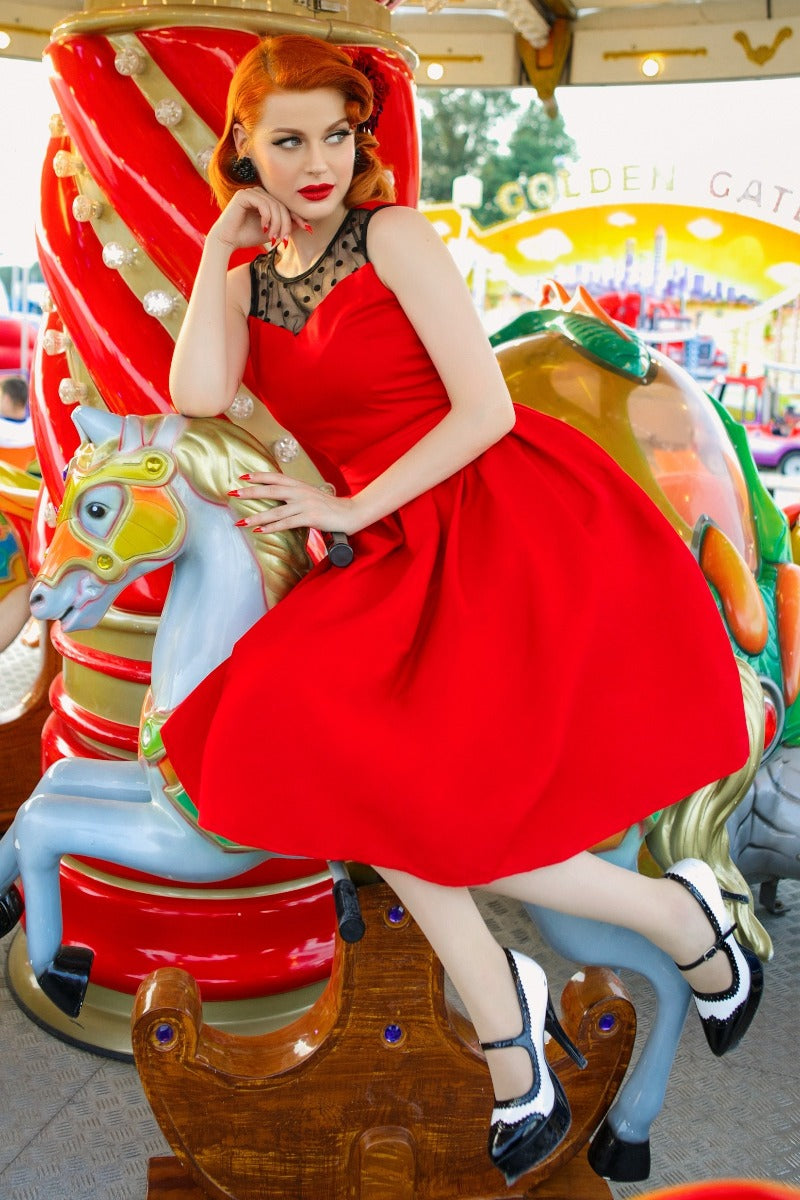 EU STOCK Elizabeth Vintage Style Evening Party Dress In Red