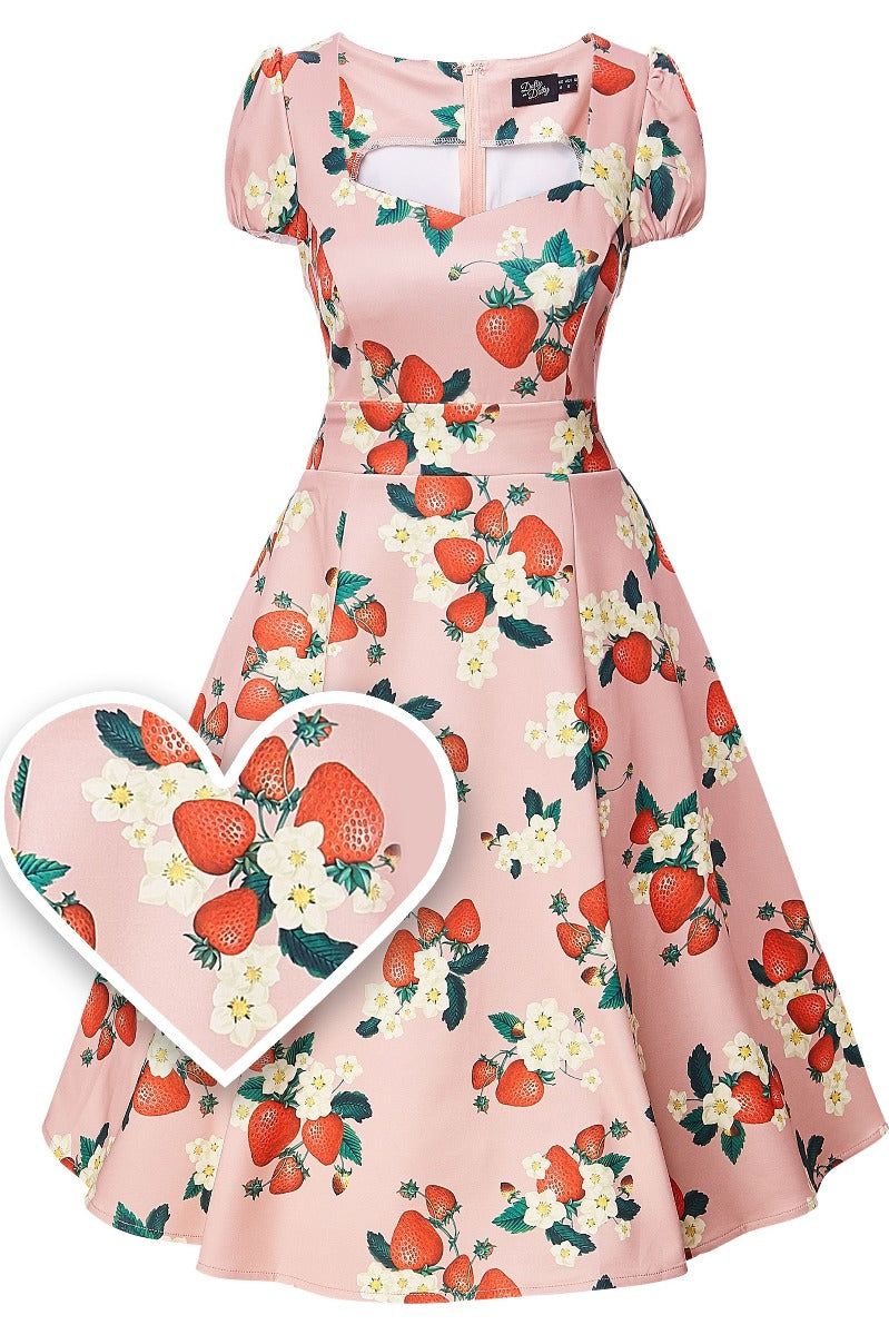 EU STOCK Claudia Pink Strawberry Swing Dress