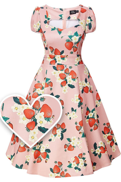 EU STOCK Claudia Pink Strawberry Swing Dress