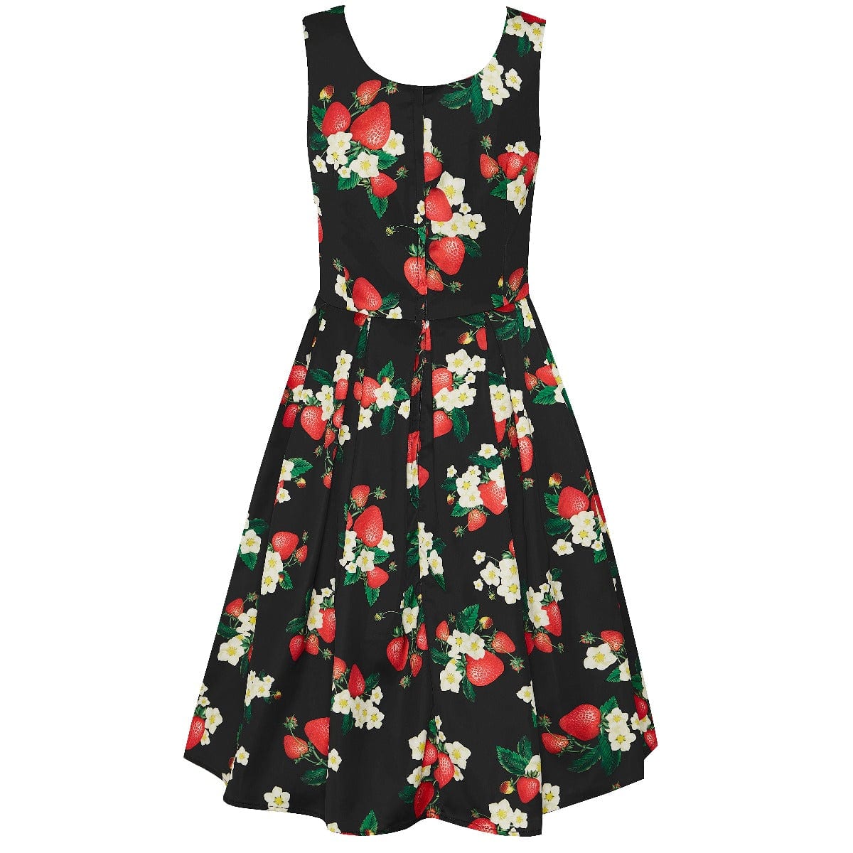 Woman's Black Strawberry Swing Dress 