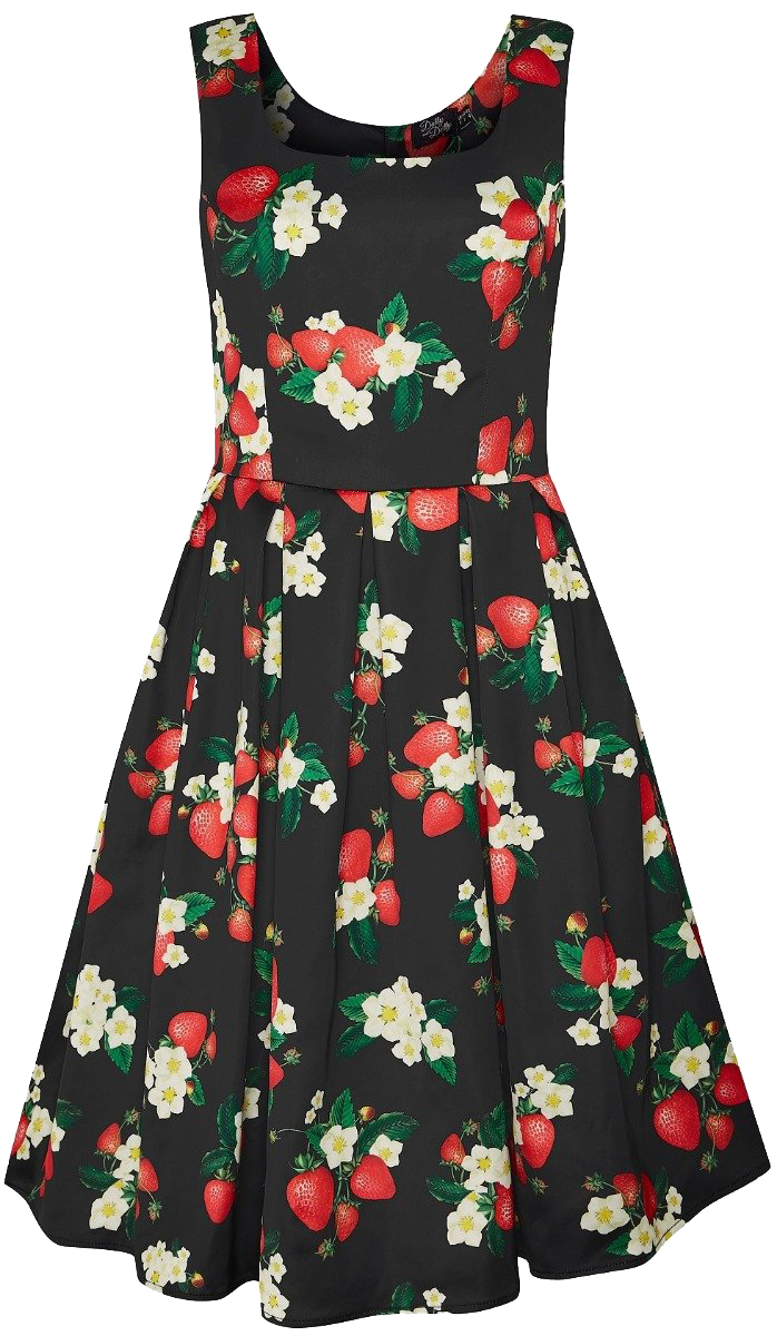 Woman's Black Strawberry Swing Dress 