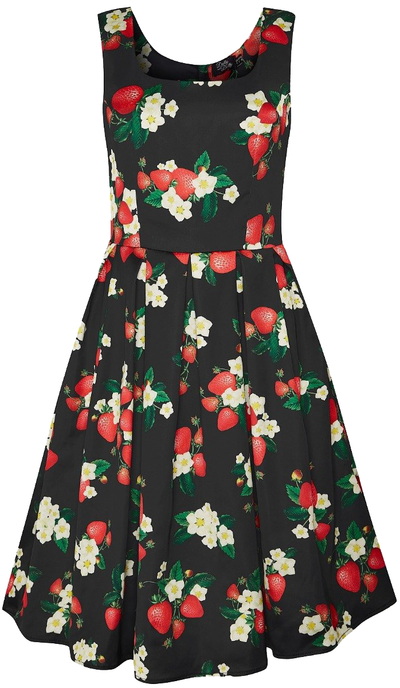 Woman's Black Strawberry Swing Dress 