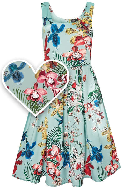 Woman's Mint Tropical Swing Dress