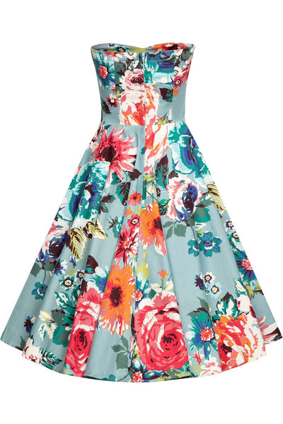 EU STOCK Melissa Retro Blue Floral Dress