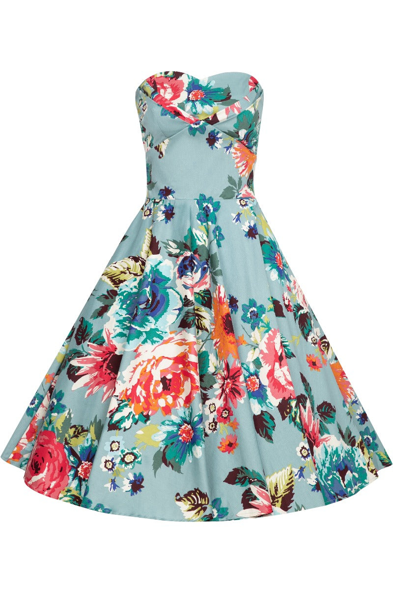 Woman's Retro Blue Floral Dress