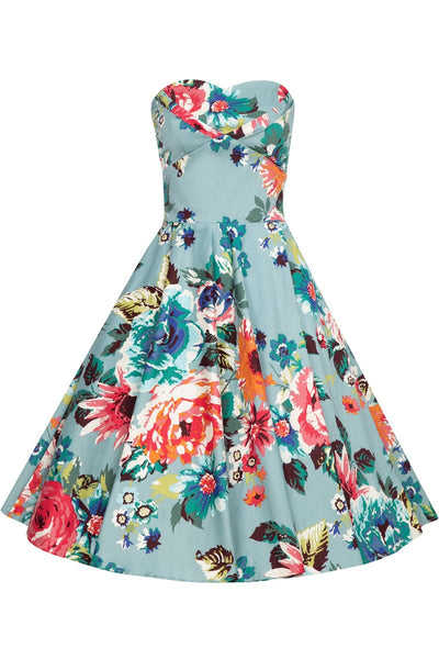 Woman's Retro Blue Floral Dress