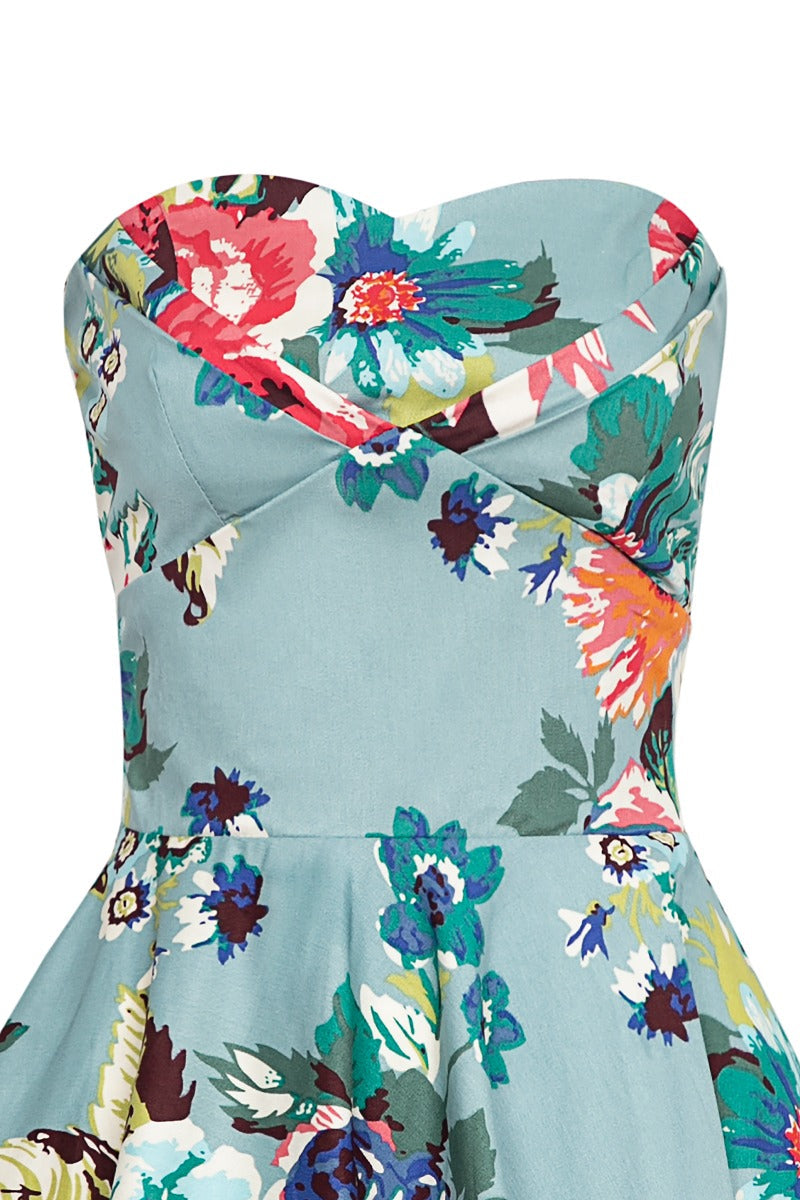 EU STOCK Melissa Retro Blue Floral Dress