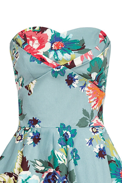 EU STOCK Melissa Retro Blue Floral Dress