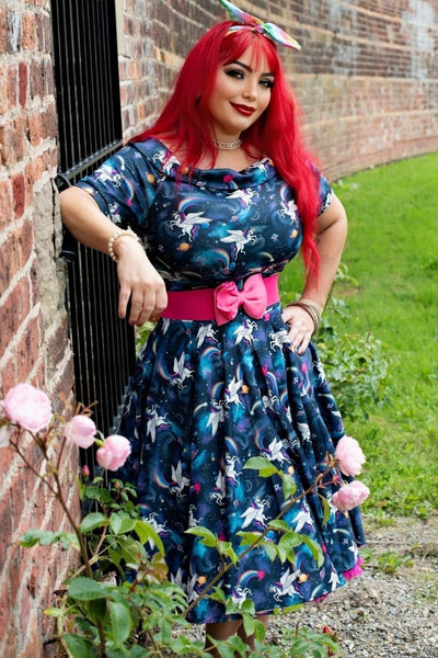 PRE-ORDER Darlene Blue Unicorn Swing Dress