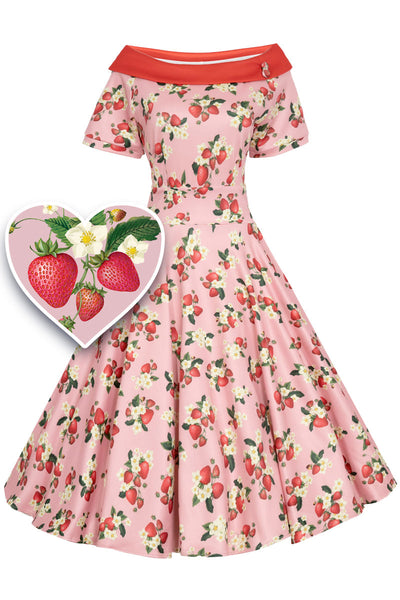 Woman's Pink Strawberry Flared Dress