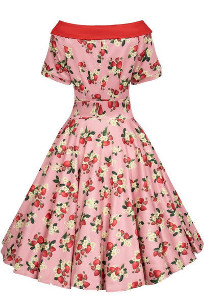 Woman's Pink Strawberry Flared Dress