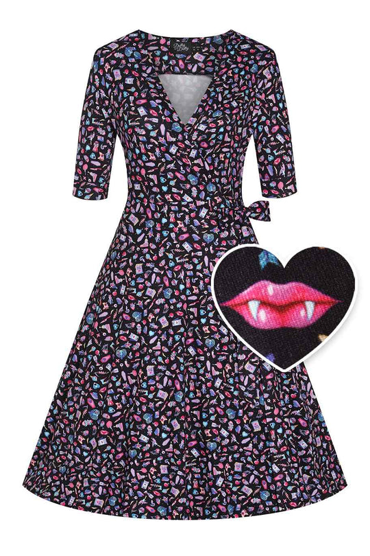 Front view of Y2K Goth Punk Wrap Dress