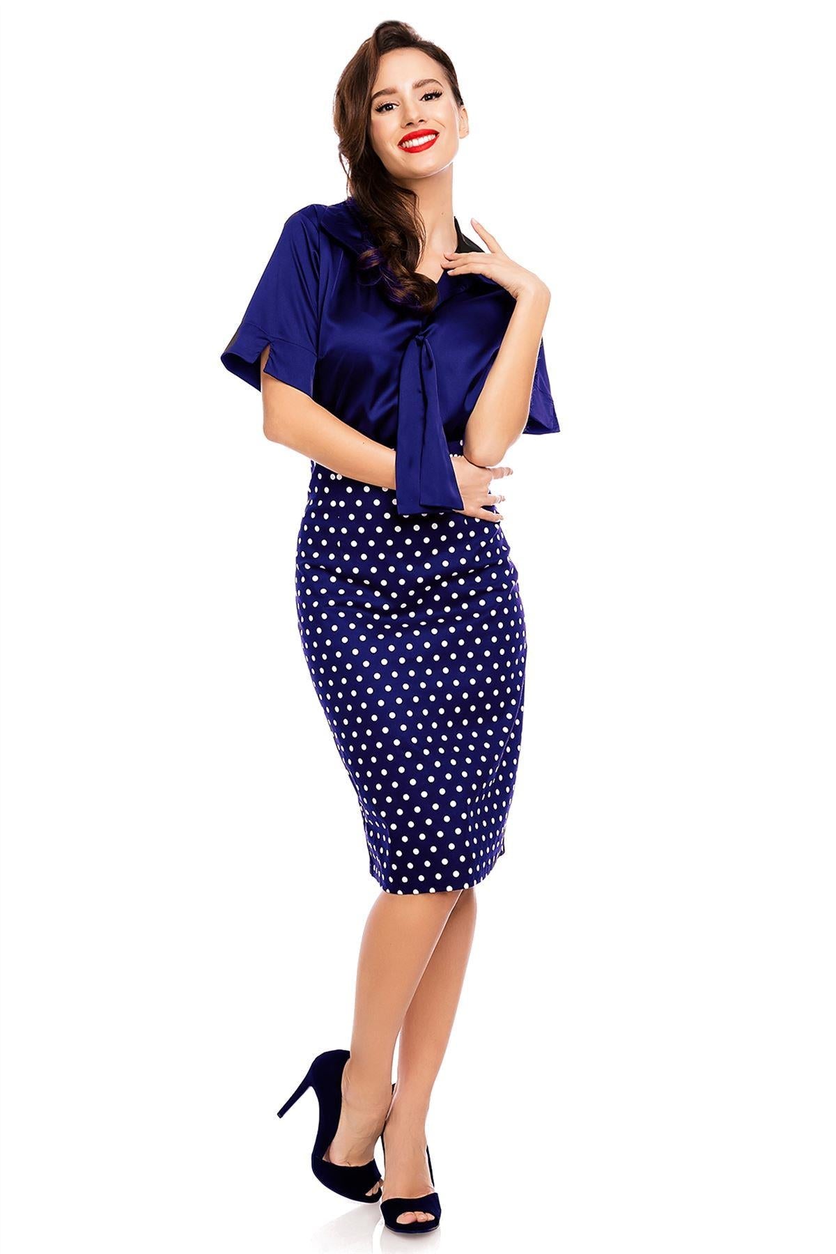 Ruby Short Sleeve Tie Front Top in Royal Blue