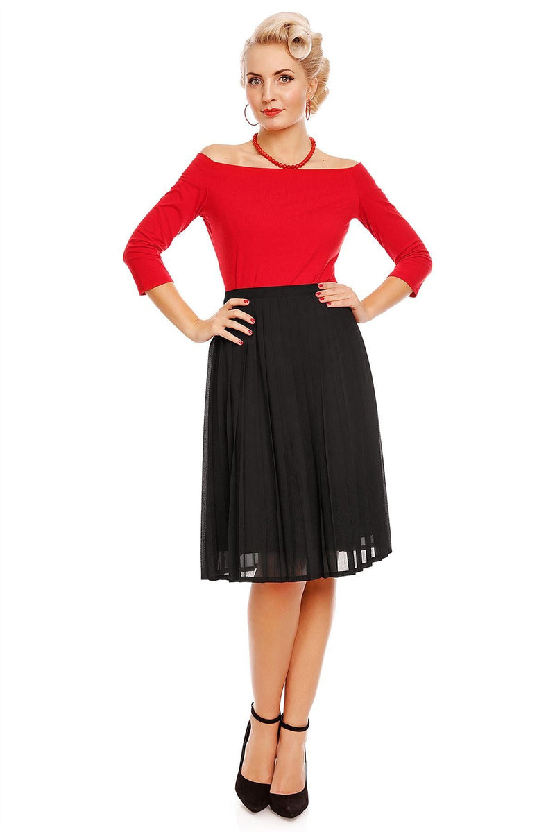 Marjorie Pleated Chiffon Ruffled Skirt in Black