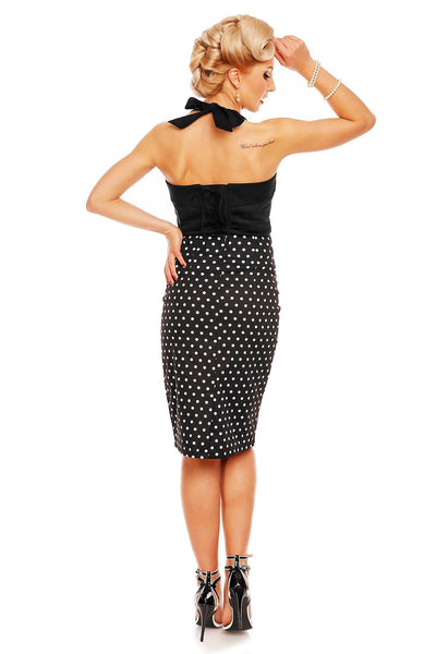 Carmen Heart Button Halter Top in Black