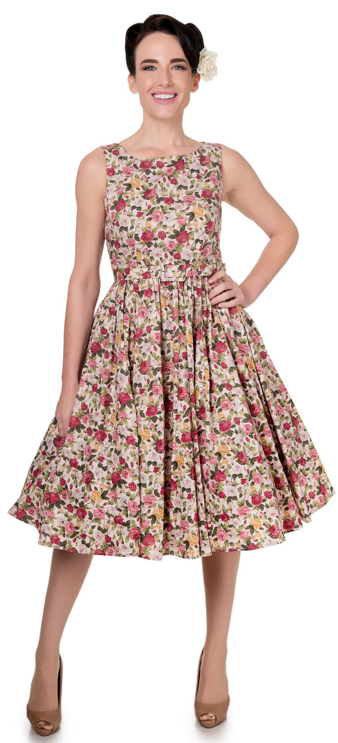 Hyacinth 50s Style Swing Dress in Light Pink
