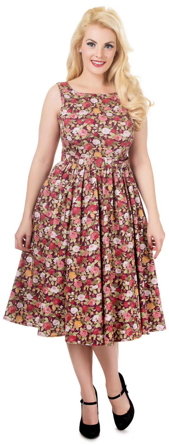 Hyacinth 50s Style Swing Dress in Purple