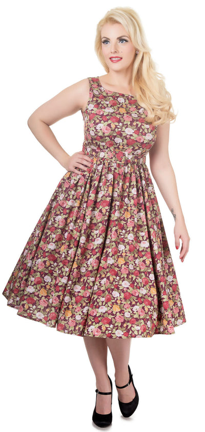 Hyacinth 50s Style Swing Dress in Purple