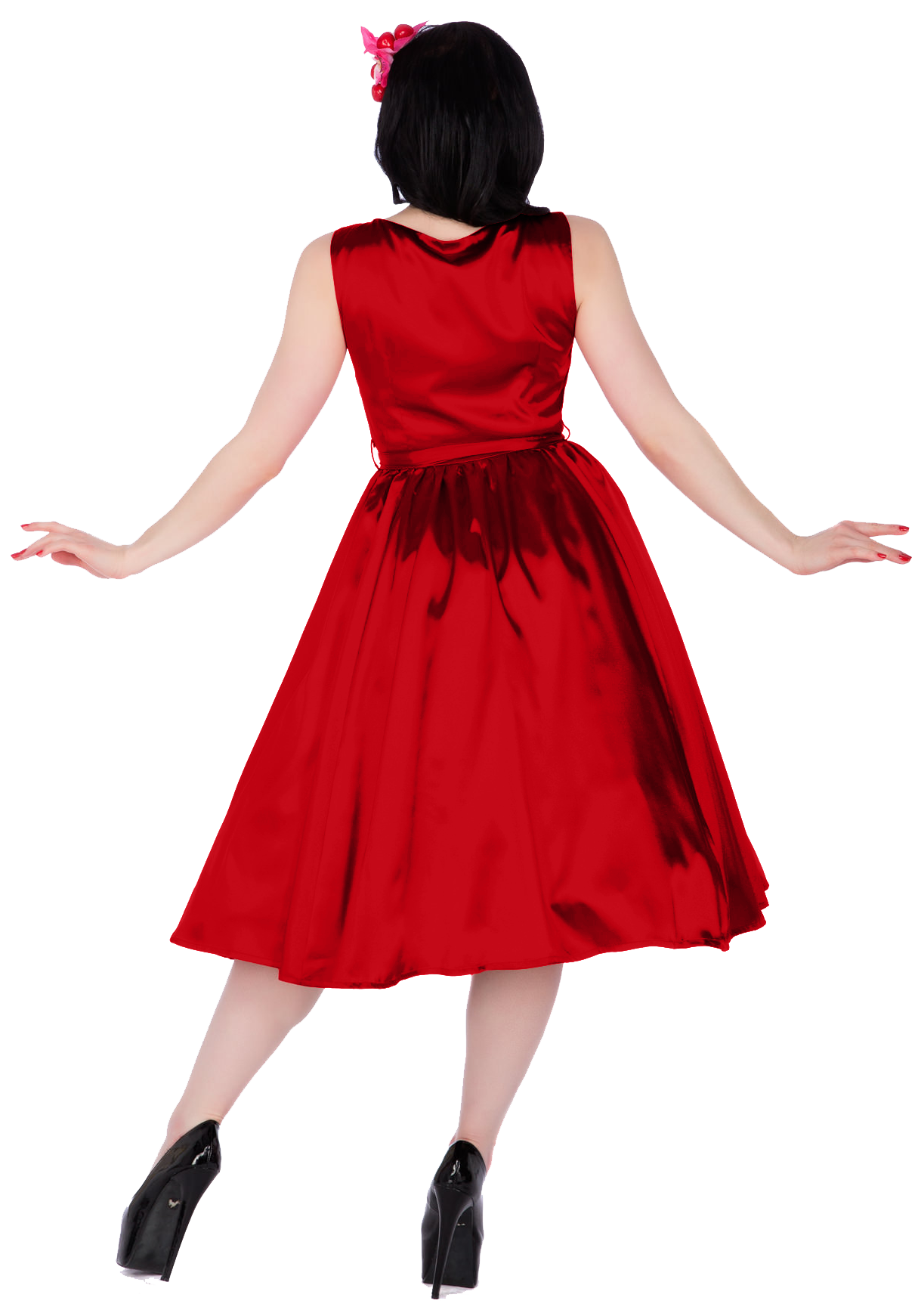 Hyacinth Classic 50s Flared Dress in Burgundy